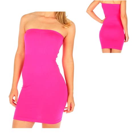 mini dress tight fitted stretch seamless strapless tube womens bodycon one size