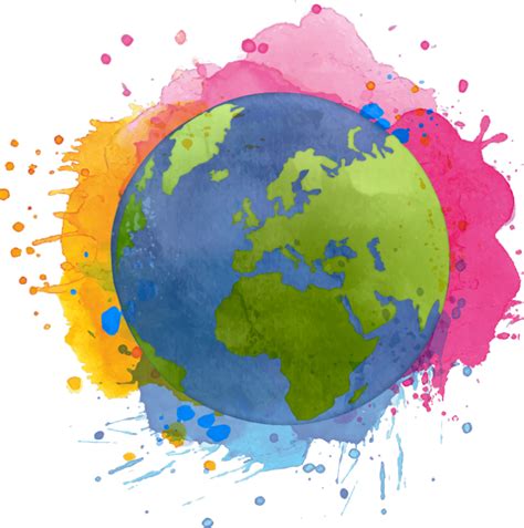 Planet Earth Watercolor Splash Map Wall Decal Tenstickers