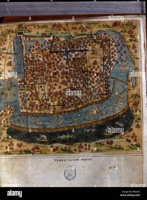 Mapa De Tenochtitlan México 1560 En La Obra General Islas Del Mundo