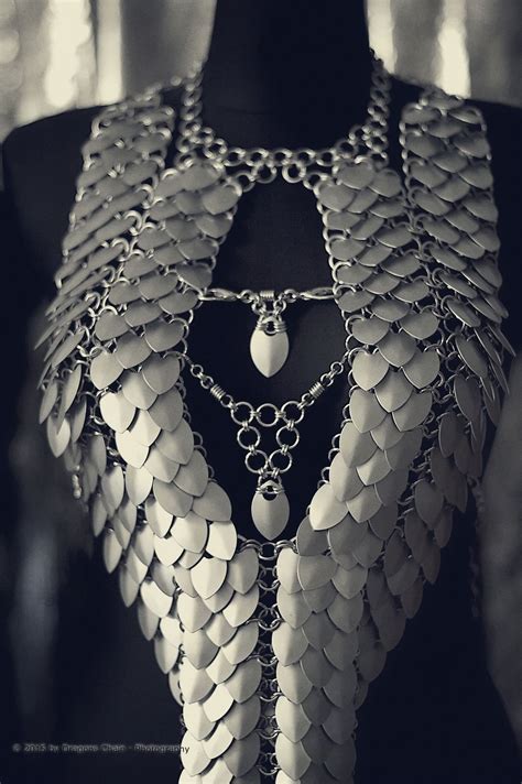 Chainmail And Dragon Scale Woman Armorbra Chainmaille Chainmail