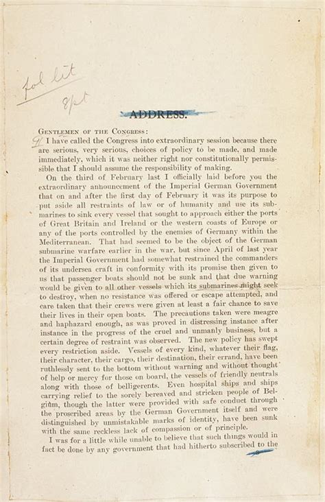 Woodrow Wilsons War Message To Congress 1917