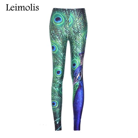 Leimolis D Printed Fitness Push Up Workout Leggings Women Gothic Green