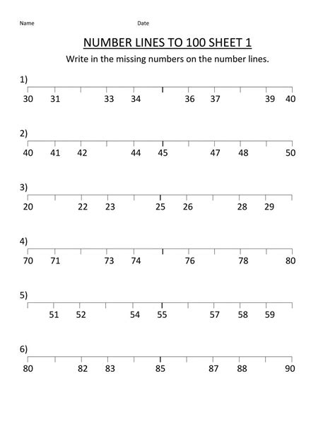 Missing Negative Numbers On A Number Line Worksheet Numbersworksheets Net