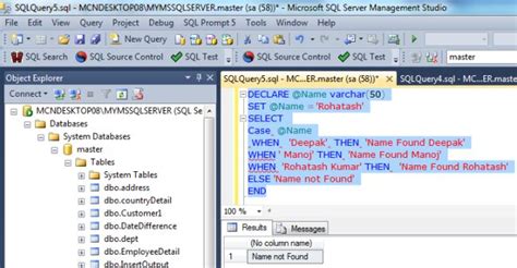 It tests one expression against multiple values. A Simple Use of Case Statement in SQL Server 2012