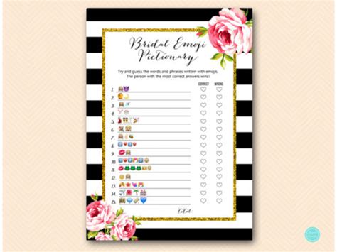 Bridal Shower Emoji Pictionary Game Magical Printable