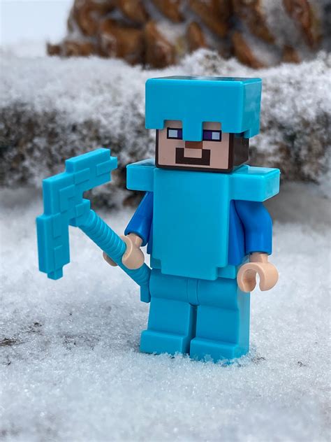 Steve Wearing Complete Diamond Armor Holding A Pickaxe Or Etsy