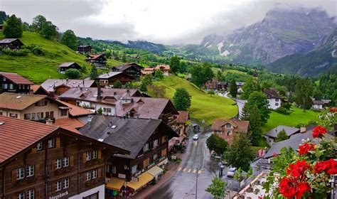 Download Switzerland Landscape Mountain House Man Made Village Hd Wallpaper