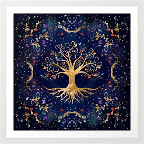 Art Print Colorful Tree Of Life Yggdrasil By Creativemotions X