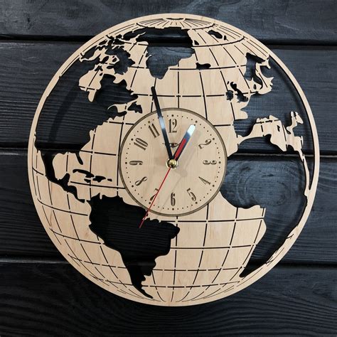 World Map Wall Clock Wood Worls Map T For Men Women 5th Etsy