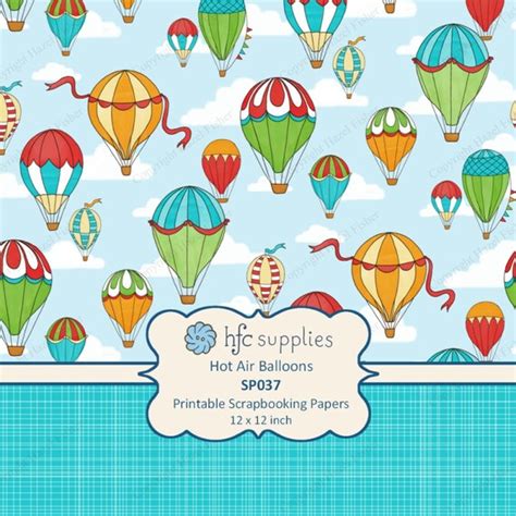 Hot Air Balloons Digital Papers Printable By Hfcsupplies On Etsy