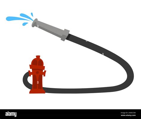 Fire Hydrant And Hose Firefighter Equipment In Cartoon Style Stock