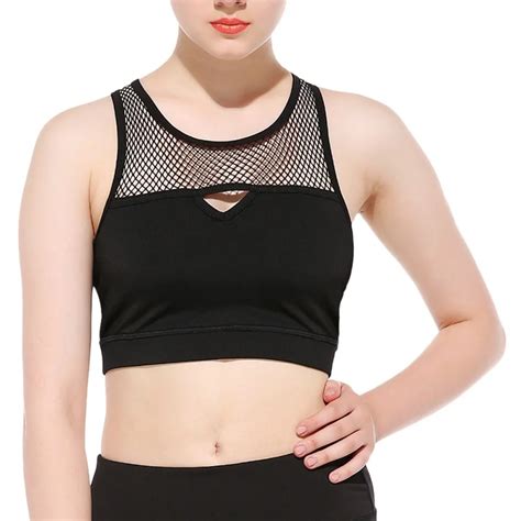 New Women Stylish Sexy Tulle Mesh Stitching Active Bra Summer Work Out Fitness Bra Black Sheer