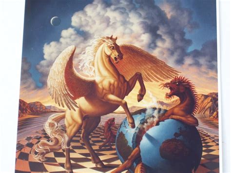 Pegasus Vs Dragon Signed Fantasy Art By Ilene Meyer Etsy Abstracto