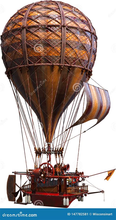 Steampunk Hot Air Balloon Isolated Airship Stock Image Image Of