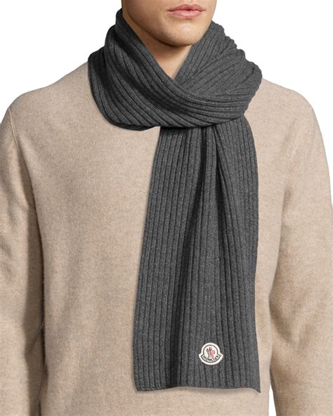 Moncler Mens Cashmere Ribbed Scarf In Gray For Men Lyst