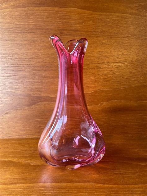 Vintage Murano Pink Glass Finger Vase Etsy