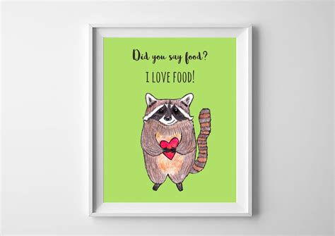 Funny Kitchen Wall Art Quote Prints Printable Raccoon Etsy