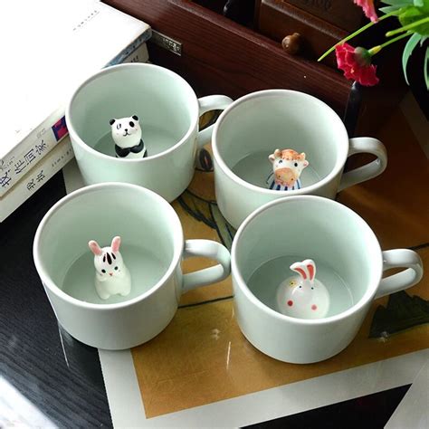 Creative Small Ceramic Milk Mug With Animals Cute Cartoon Three