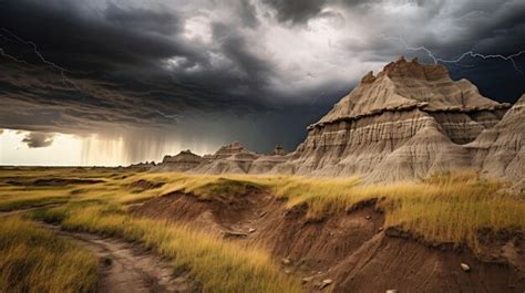 Premium Ai Image A Photo Of A Barren Badlands Rugged Terrain