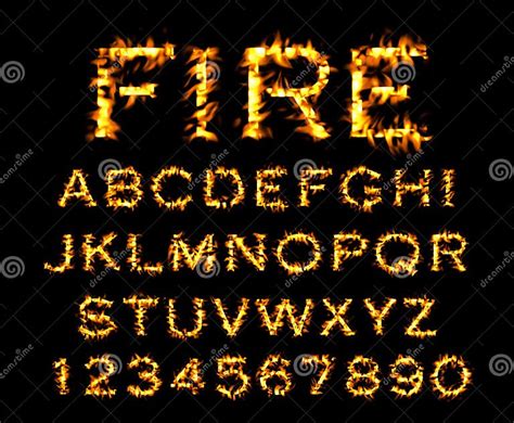 Fire Font Collection Alphabet Of Flame Stock Illustration