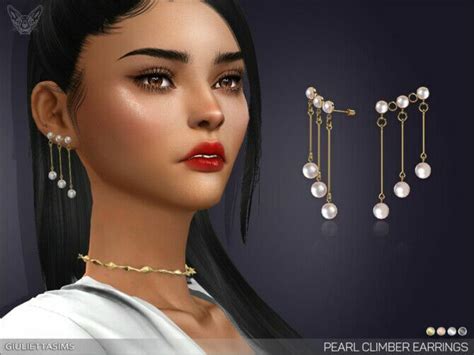 Pearl Climber Earrings By Feyona Sims 4 Cc Download