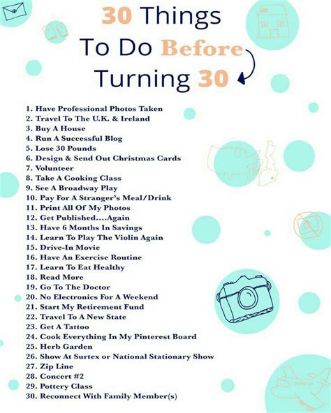 The 30 Things To Do Before Turning 30 With Text Overlaying It And Blue