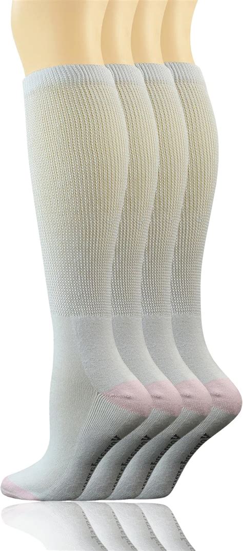 Yomandamor Womens Non Binding Cotton Knee Hi Diabetic Socks Boot Socks