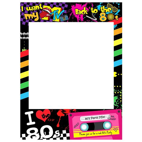 Musykrafties I Love 80s Photo Booth Frame Photobooth Props
