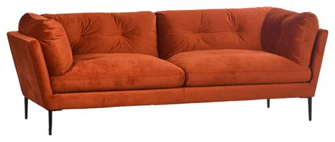 Orange (shown), charcoal, black and. Midcentury Orange Velvet Sofa - Contemporary - Sofas - by ...