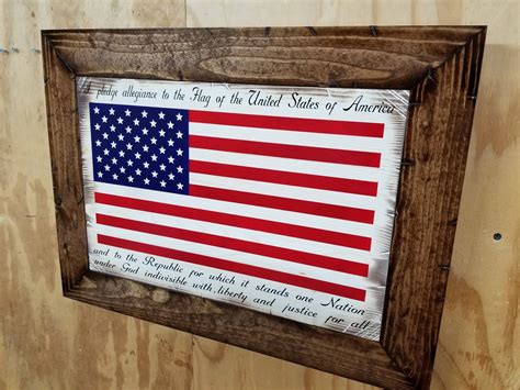 Made Using All New Wood That Is Distressed By Hand And Stained The Wording And Flag Are Painted