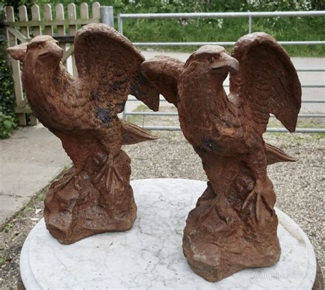 Antiques Atlas 2 Old Weathered Cast Iron Eagle Statues