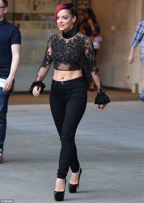 Lily Allen Bares Her Midriff In Daring Embellished Crop Top Embellished Crop Top Lily Allen