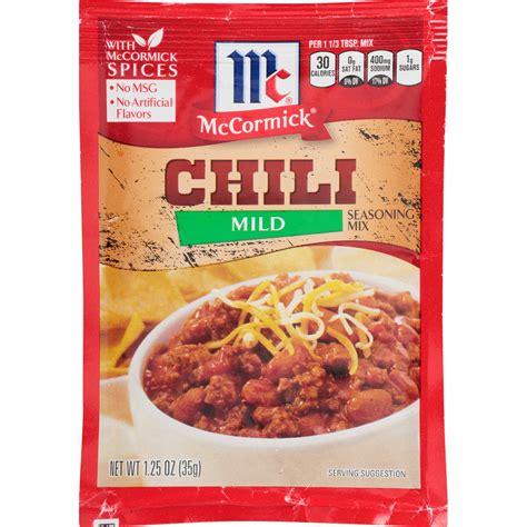 Mccormick Chili Seasoning Mix Packet Mild 125 Oz