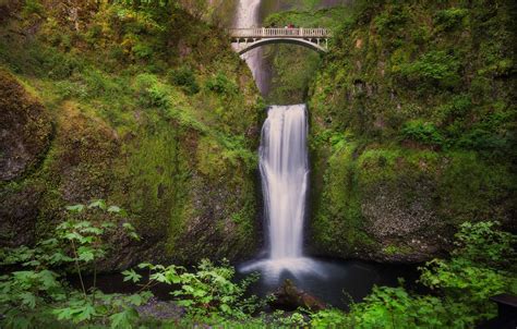 Wallpaper Bridge Waterfall Oregon Oregon Columbia River Gorge The