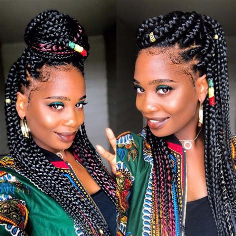 French braids can be worn in one single braid down the back of the head, one low braid to the side, or as two braided pigtails. 43 Trendy Ways to Rock African Braids | StayGlam