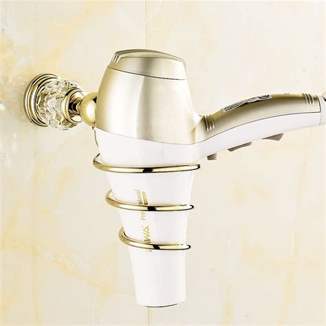 european bathroom hair dryer holder antique gold hair dryer shelf solid brass crystal bathroom