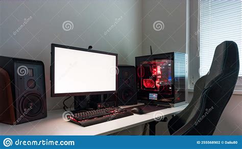 Powerful Personal Computer Gamer Rig With White Screen Professsional