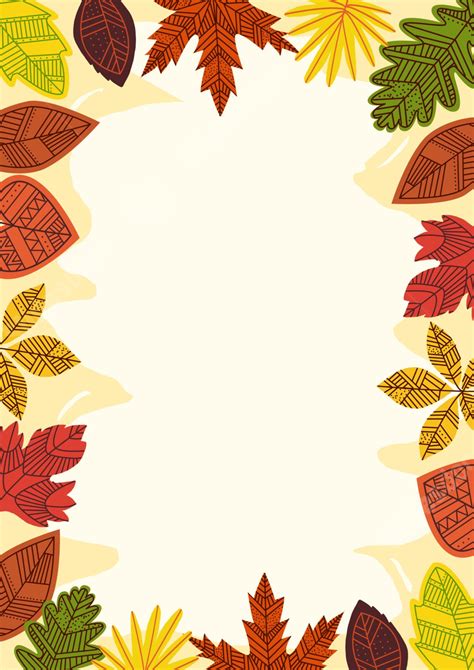 Decorative Border Of Autumn Leaves Page Border Background Word Template