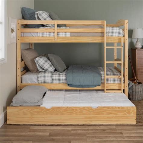 Walker Edison Natural Wood Twin Over Twin Bunk Bed In The Bunk Beds