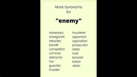Improve Your Vocabular Synonyms For The Word Enemy Vocabulary