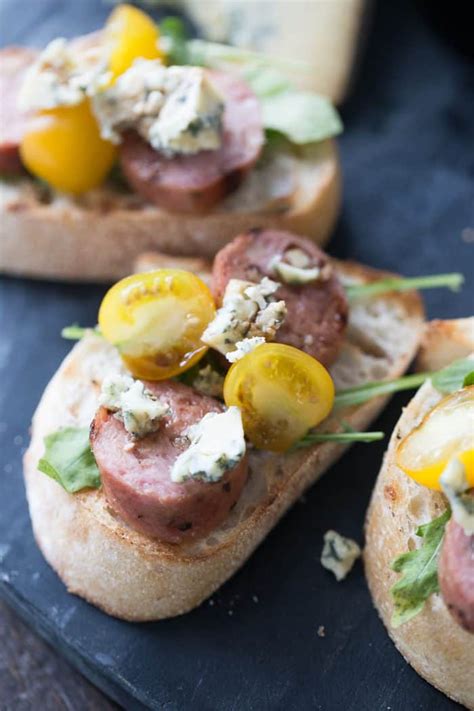 I also messed up and only used two. Chicken Apple Sausage & Blue Cheese Crostini - LemonsforLulu.com