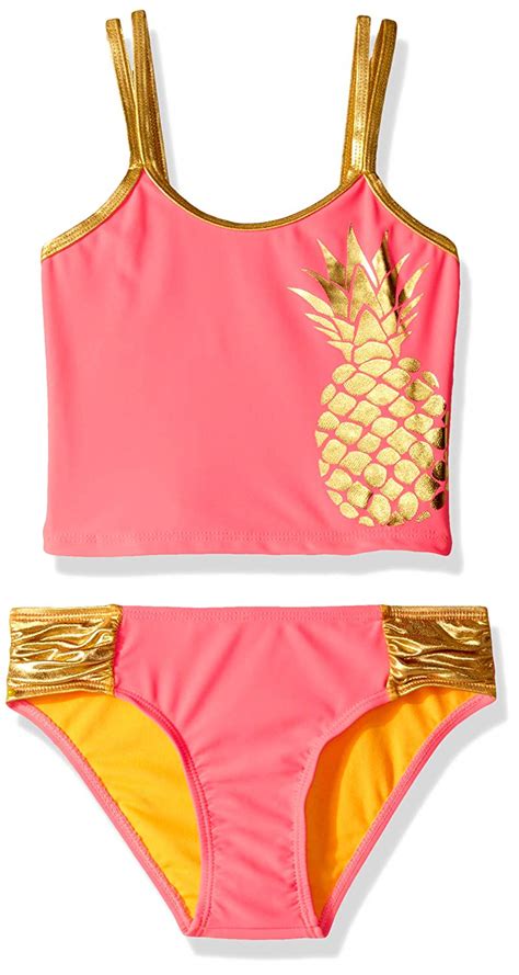 Limited Too Big Girls Pineapple Tankini Swimsuit Knockout Pink Size