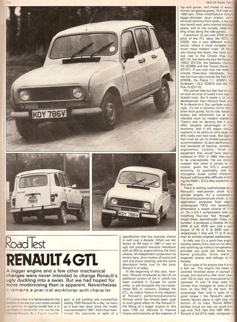Renault 4 Gtl Road Test 1980 1 The Vehicle Details For K Flickr