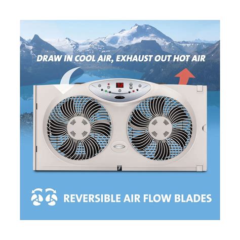 Bionaire Window Fan With Twin 85 Inch Reversible Airflow Blades And