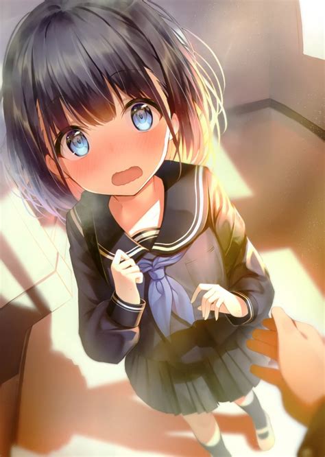 Wallpaper Anime School Girl Blushes Loli School Uniform