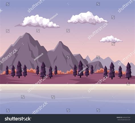 Colorful Background Dawn Mountain Valley Landscape Stock Vector