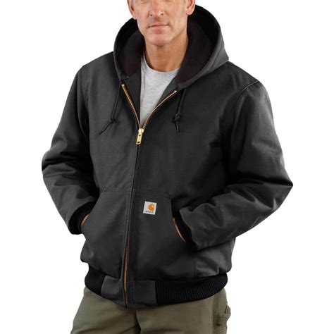 Carhartt Mens Medium Tall Black Cotton Quilted Flannel Lined Duck