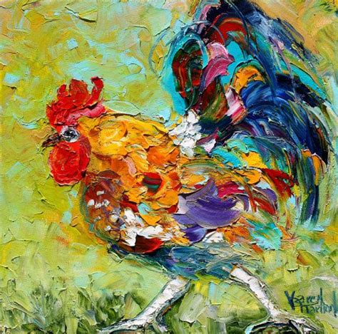 Original Oil Painting Rooster Abstract Palette Knife Etsy India