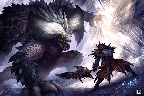 Monster Hunter And Nergigante Monster Hunter And 1 More Drawn By