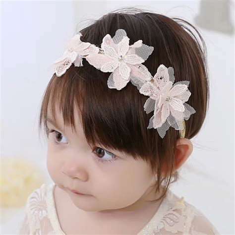 Sweet Baby Flower Headband Lace Flowers Rhinestone Kids Girl Hairband